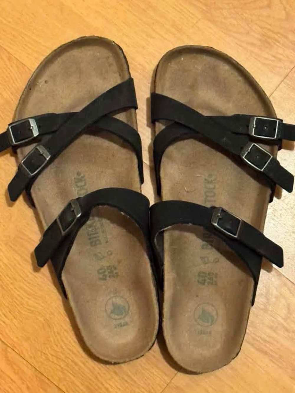 Black Triple-Strap Buckle Sandals